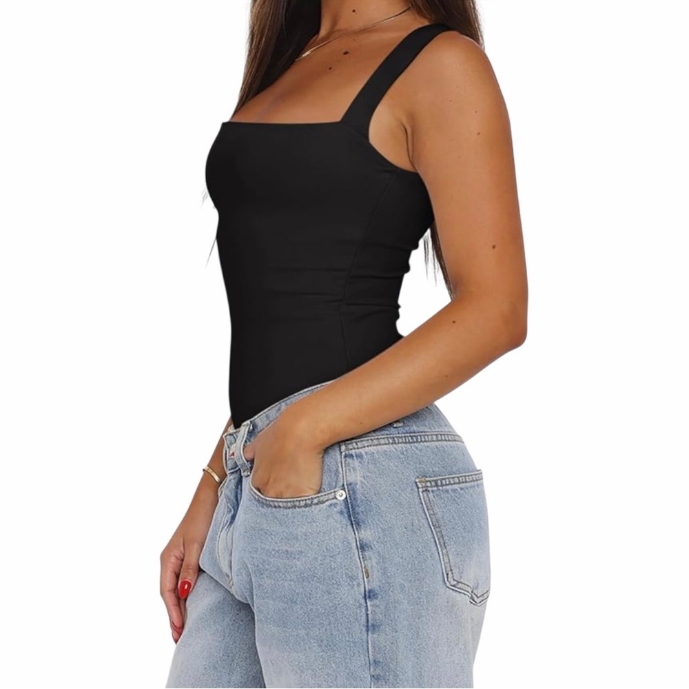 NWT/REORIA/Sexy Sleeveless/Square Neck/Black/Thong/Bodysuit/Size: XS - Picture 12 of 14